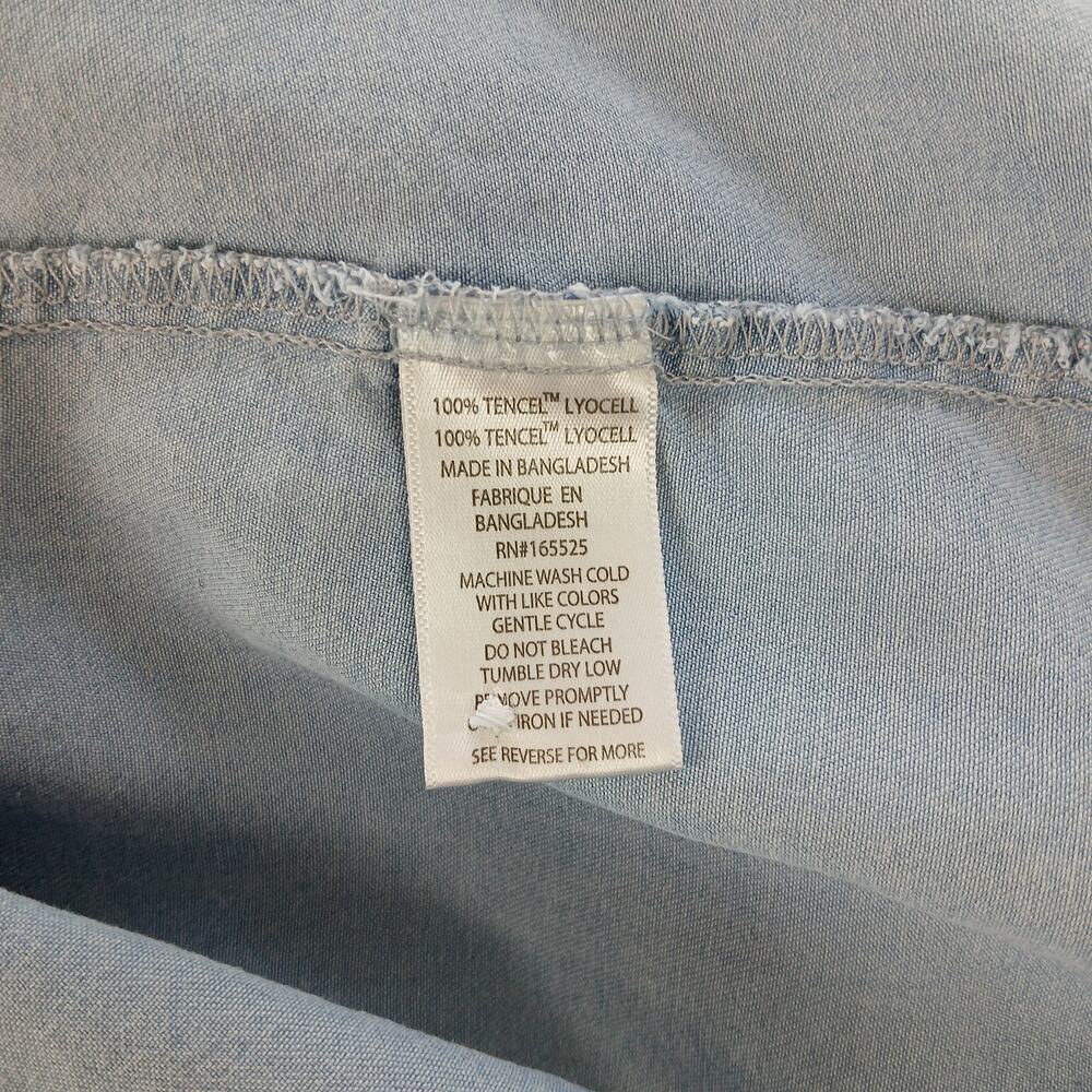 Lola River Chambray Shirt XL blue denim Tencel Lyocell blouse roll sleeve button - Picture 8 of 13